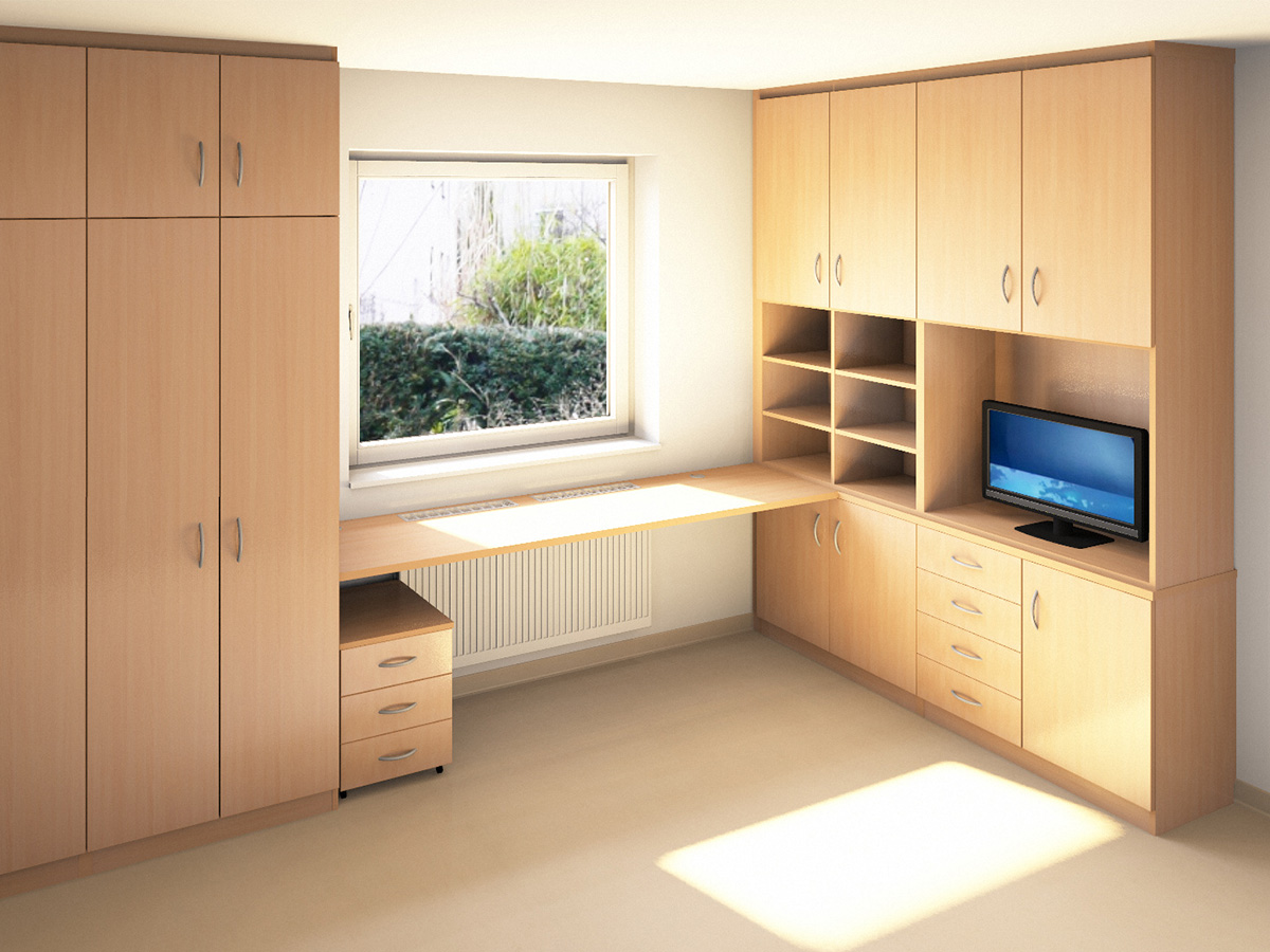 Individuelle Regalanlage als Einbaumöbel mit Medienintegration