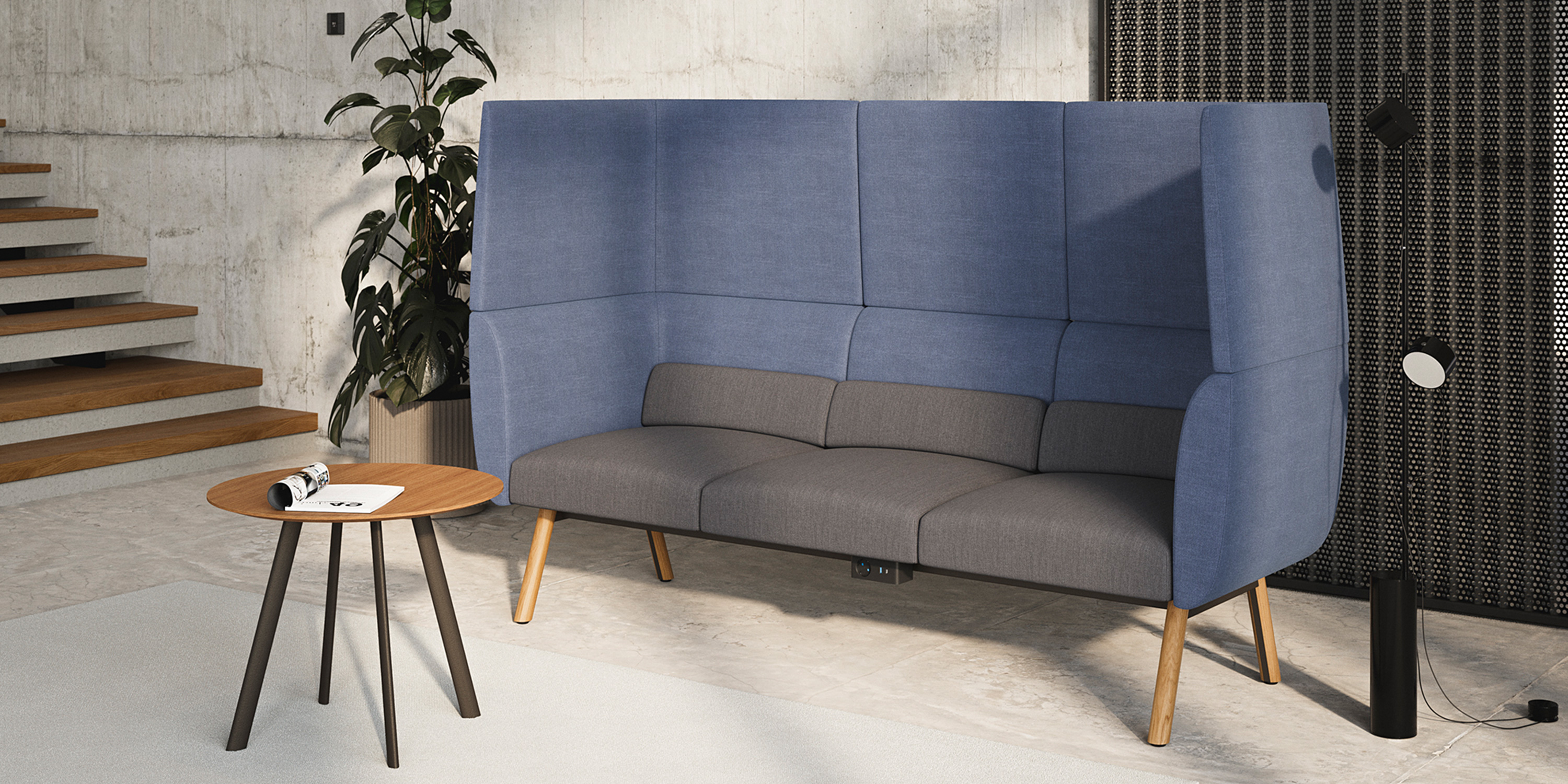 Loungemöbel Nido mit gepolsterten Modulen für Ruhebereiche und Wartezonen