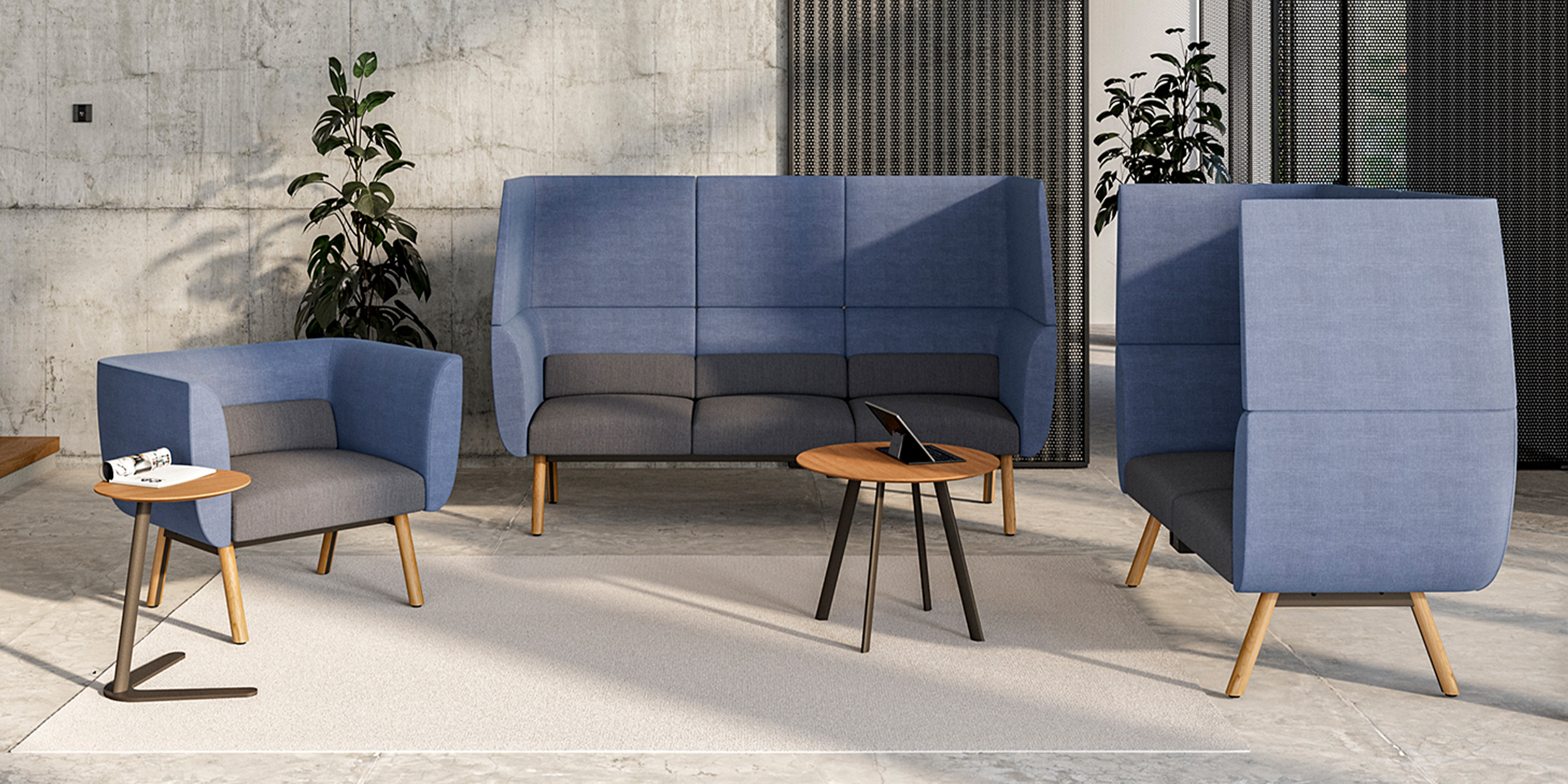 Loungemöbel Nido als abgeschirmte Sitzlösung für konzentrierte Nutzung im Objektbereich