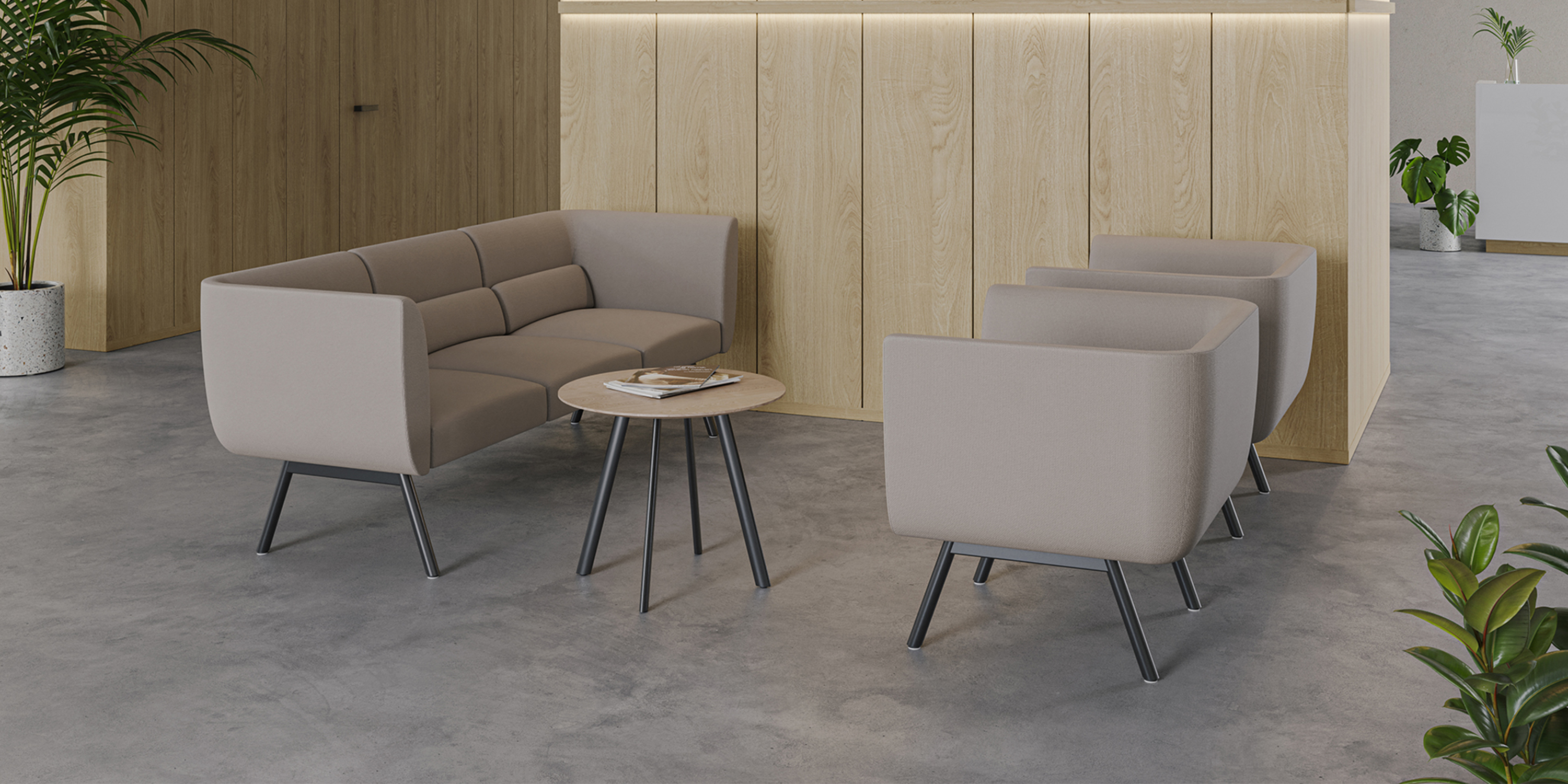 Moderne Loungegruppe Nido mit Sesseln Sofa und Beistelltisch