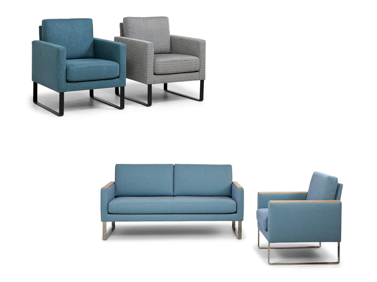 Loungesessel V-one mit Holzgestell und gepolsterten Armlehnen für Aufenthaltsbereiche