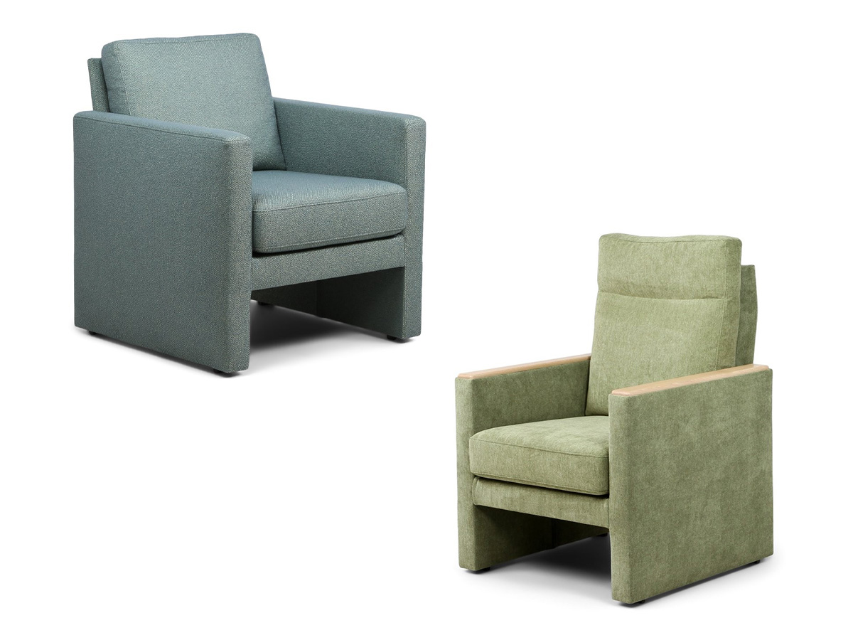 Zweisitziges Sofa V-one mit klarer Formensprache für Lounges und Empfangsbereiche