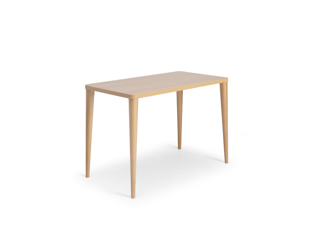 Kleiner Vier Füße Objekttisch aus hellem Holz mit schlanker verjüngter Beinform